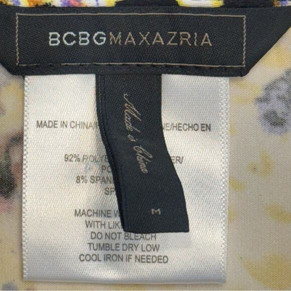 BCBGMAXAZRIA Women’s Yellow Black Leopard Print Snap Up Blouse Size M - Picture 4 of 5